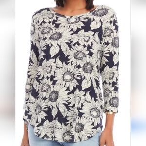 Karen Kane Blue and White Long Sleeve Tee